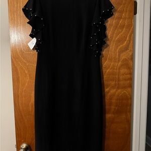 Elegant Black Ruffle Sleeve Dress